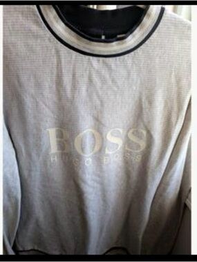 Hugo Boss Gray Crewneck Sweatshirt with Black Trim